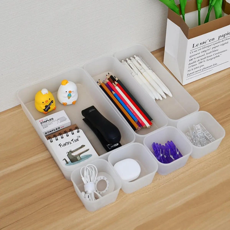 PACK DE 8 CANASTOS ORGANIZADORES PARA CAJONES DE OFICINA Y HOGAR - 4