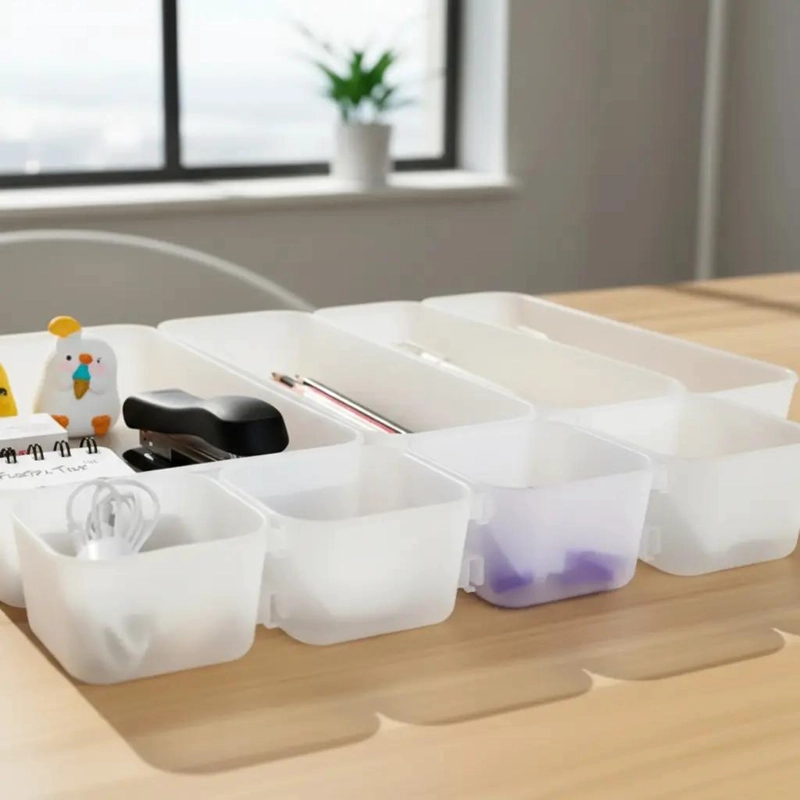 PACK DE 8 CANASTOS ORGANIZADORES PARA CAJONES DE OFICINA Y HOGAR - 9