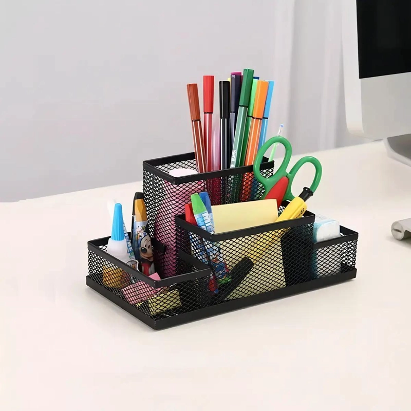 ORGANIZADOR DE ESCRITORIO PORTA LAPICES CON COMPARTIMENTOS - 3