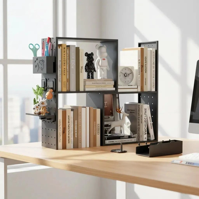 ESTANTE ORGANIZADOR DE ESCRITORIO AJUSTABLE DE METAL PARA OFICINA Y ESTUDIO - 1