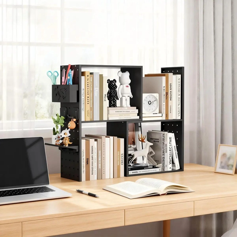 ESTANTE ORGANIZADOR DE ESCRITORIO AJUSTABLE DE METAL PARA OFICINA Y ESTUDIO - 10