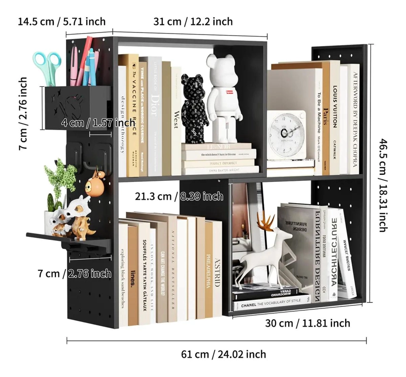 ESTANTE ORGANIZADOR DE ESCRITORIO AJUSTABLE DE METAL PARA OFICINA Y ESTUDIO - 2