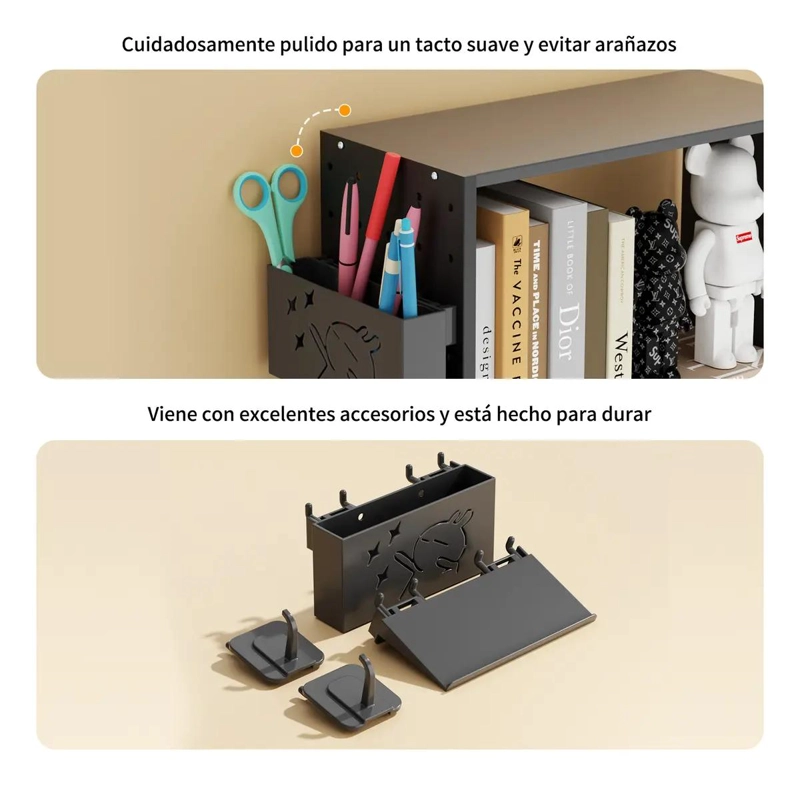 ESTANTE ORGANIZADOR DE ESCRITORIO AJUSTABLE DE METAL PARA OFICINA Y ESTUDIO - 5