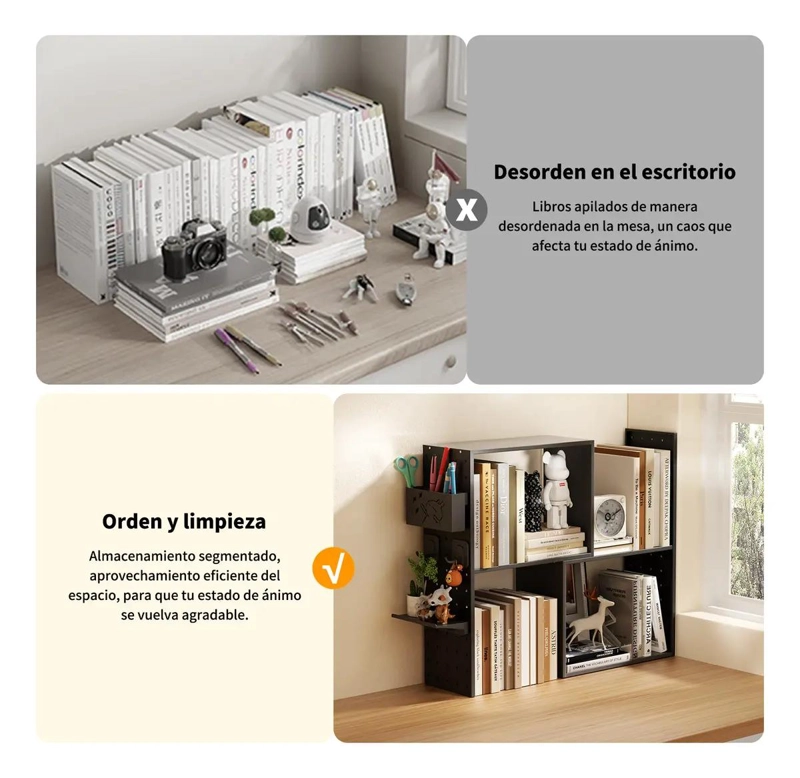 ESTANTE ORGANIZADOR DE ESCRITORIO AJUSTABLE DE METAL PARA OFICINA Y ESTUDIO - 7