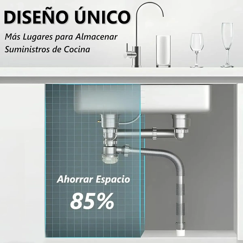 KIT DE DESAGÜE DOBLE PARA FREGADERO DE COCINA Y BAÑO - 9
