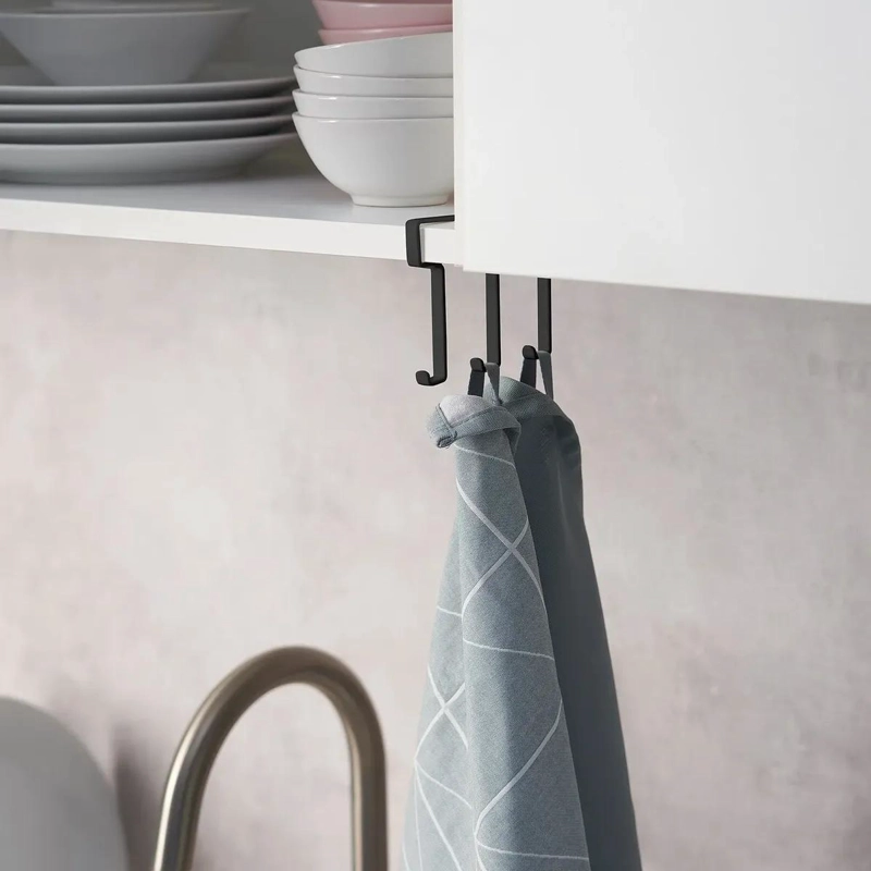 ORGANIZADOR DE COCINA CON GANCHOS DE ACERO GRIS 12X7 CM - 3