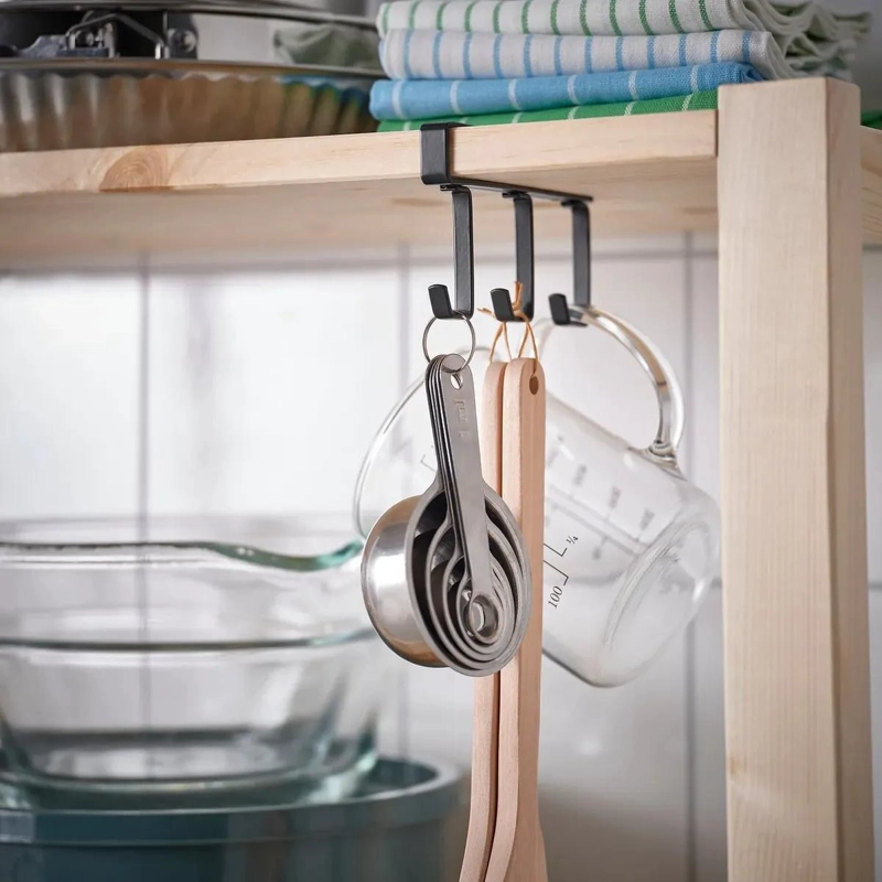 ORGANIZADOR DE COCINA CON GANCHOS DE ACERO GRIS 12X7 CM - 5