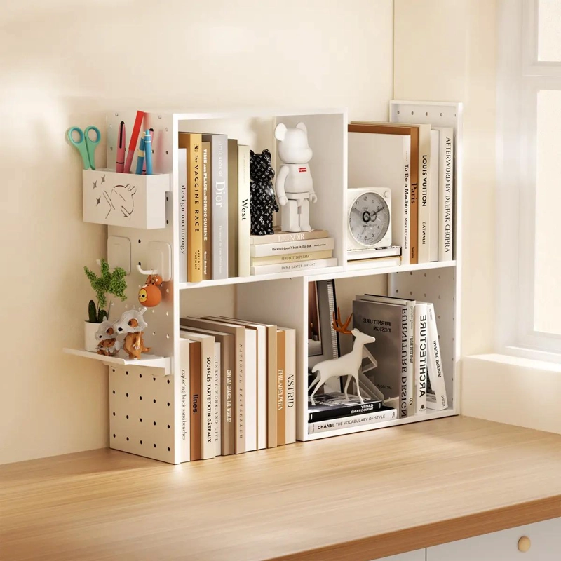 ORGANIZADOR DE ESCRITORIO METALICO BLANCO CON PANEL PERFORADO - 2