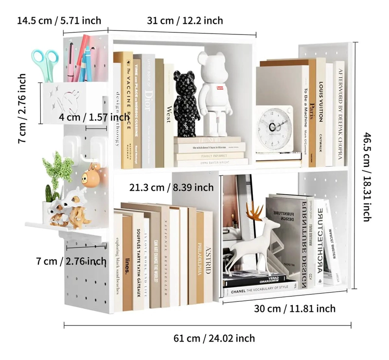 ORGANIZADOR DE ESCRITORIO METALICO BLANCO CON PANEL PERFORADO - 3
