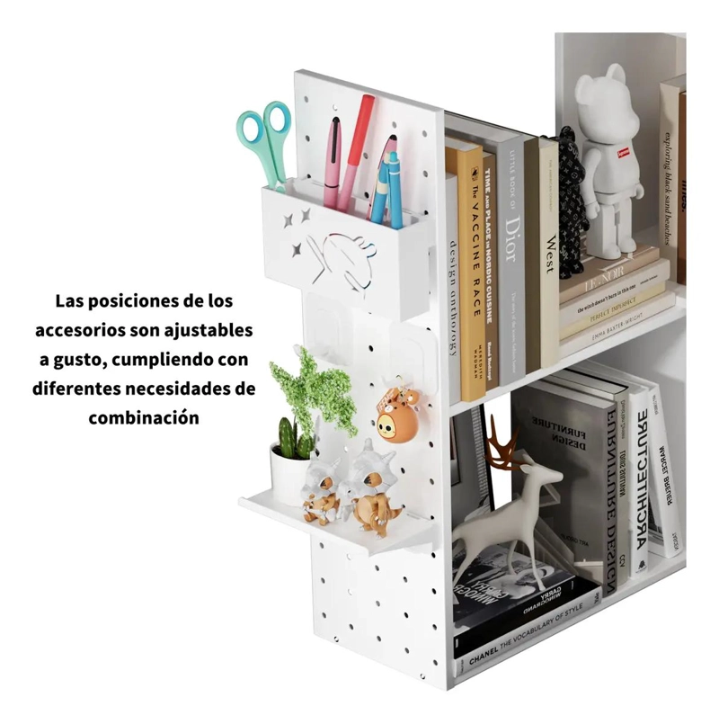 ORGANIZADOR DE ESCRITORIO METALICO BLANCO CON PANEL PERFORADO - 6