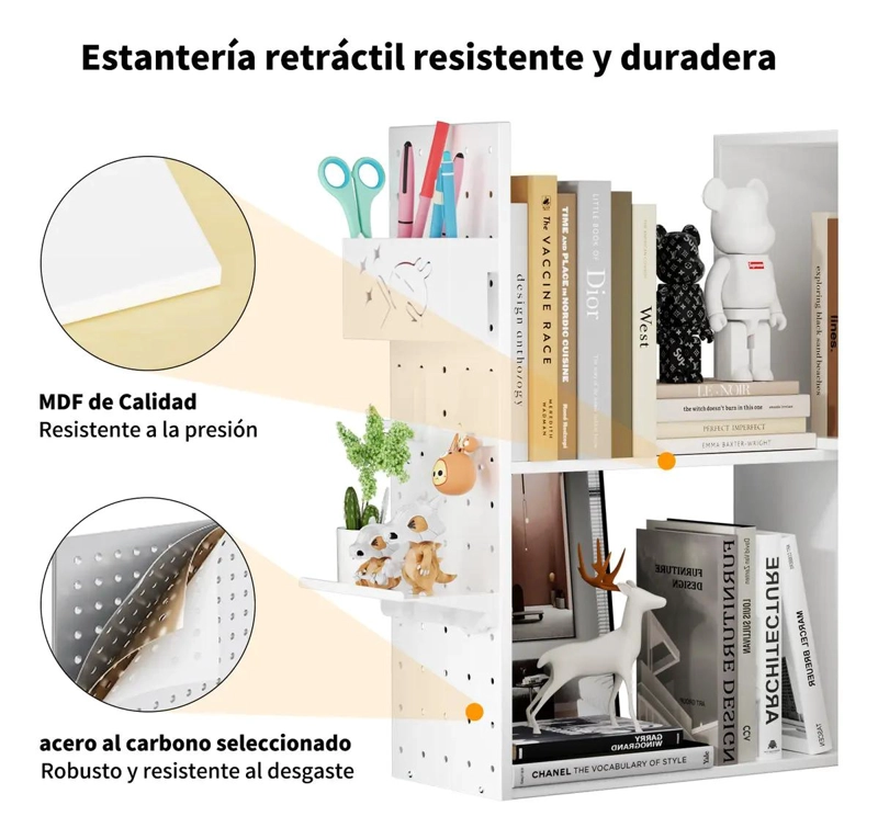 ORGANIZADOR DE ESCRITORIO METALICO BLANCO CON PANEL PERFORADO - 7