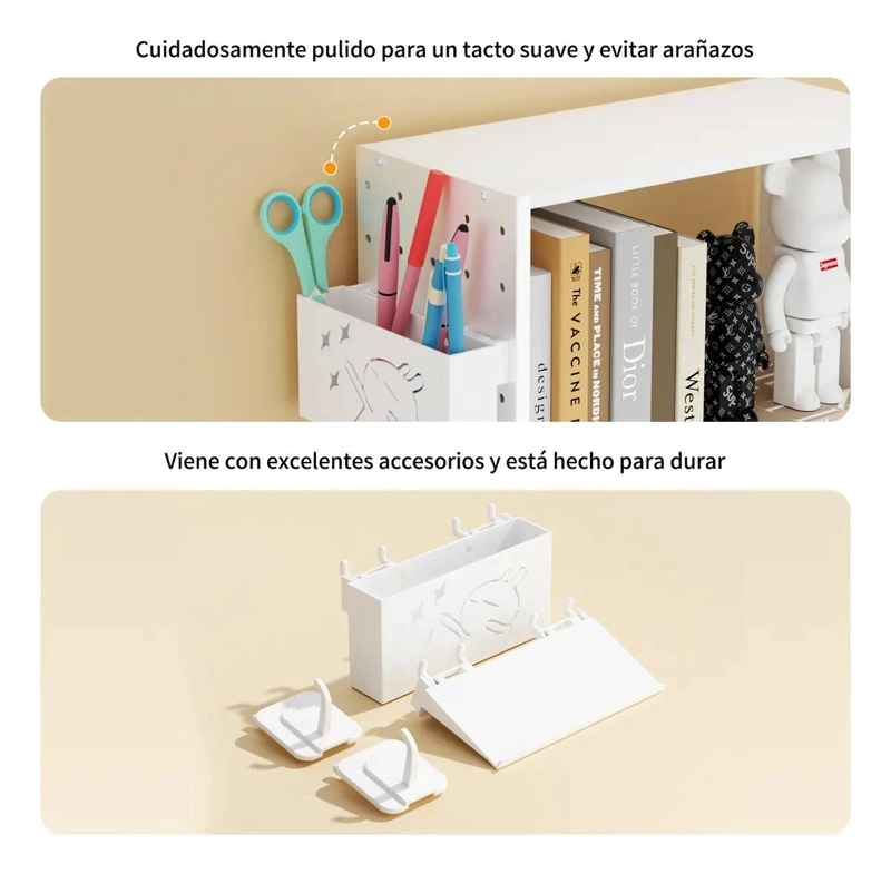ORGANIZADOR DE ESCRITORIO METALICO BLANCO CON PANEL PERFORADO - 9