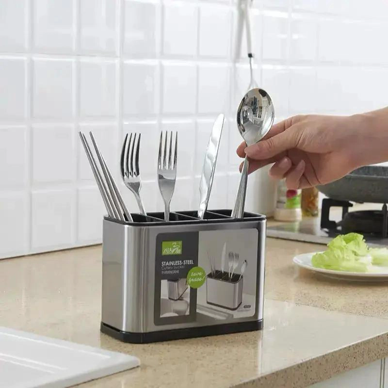 ESCURRIDOR DE CUBIERTOS DE ACERO INOXIDABLE CON 4 COMPARTIMENTOS - 8