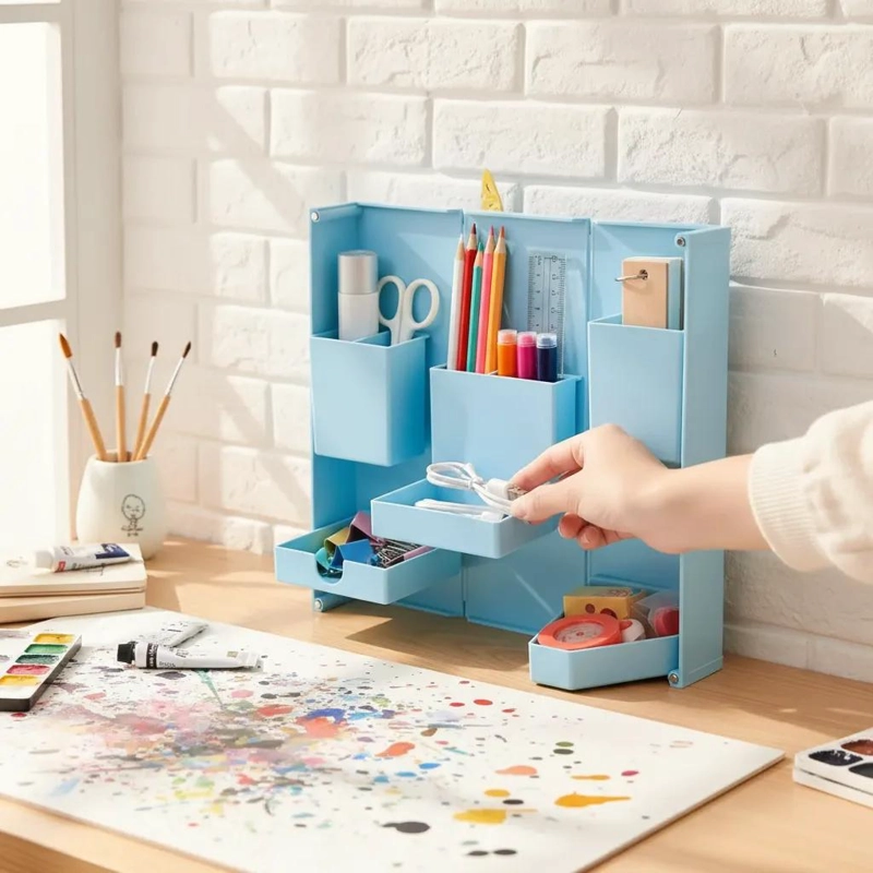 ORGANIZADOR DE ESCRITORIO PLEGABLE PARA LAPICES Y ACCESORIOS - 5