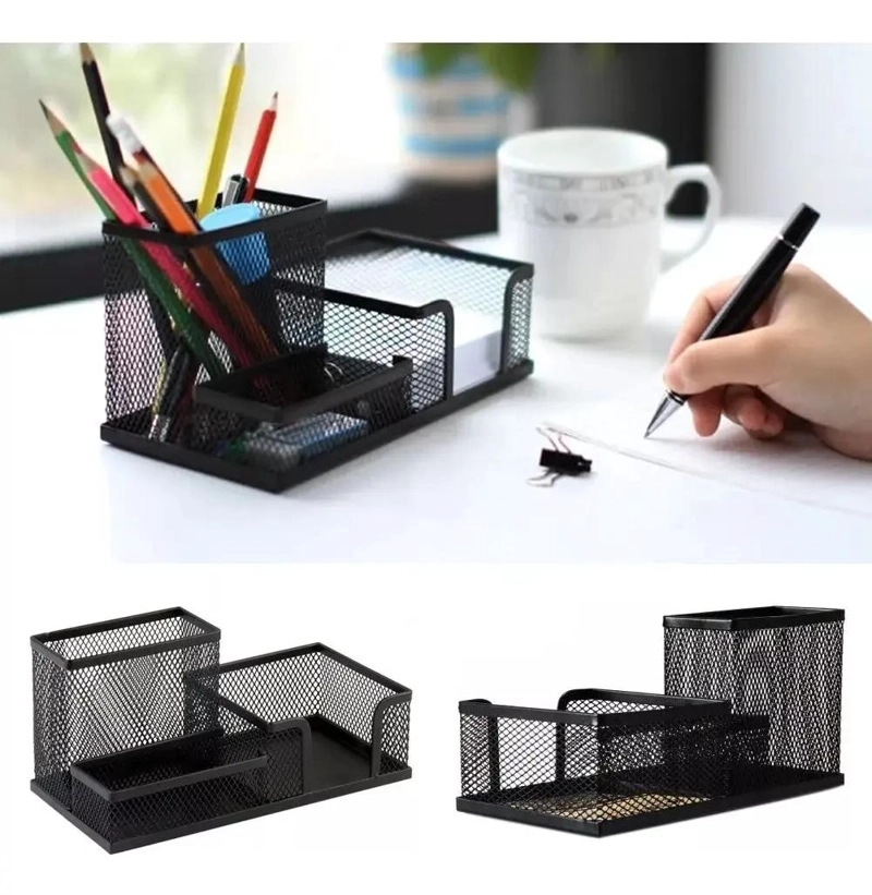 ORGANIZADOR DE ESCRITORIO METALICO MULTIFUNCIONAL PARA OFICINA - 4