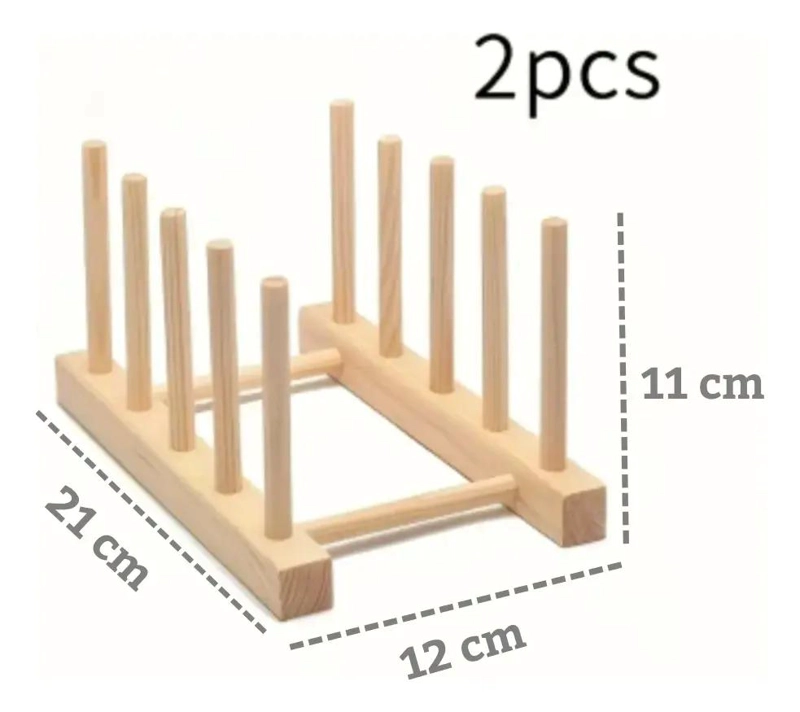 PACK DE 2 ESTANTES DE BAMBU PARA ORGANIZAR PLATOS Y UTENSILIOS - 2