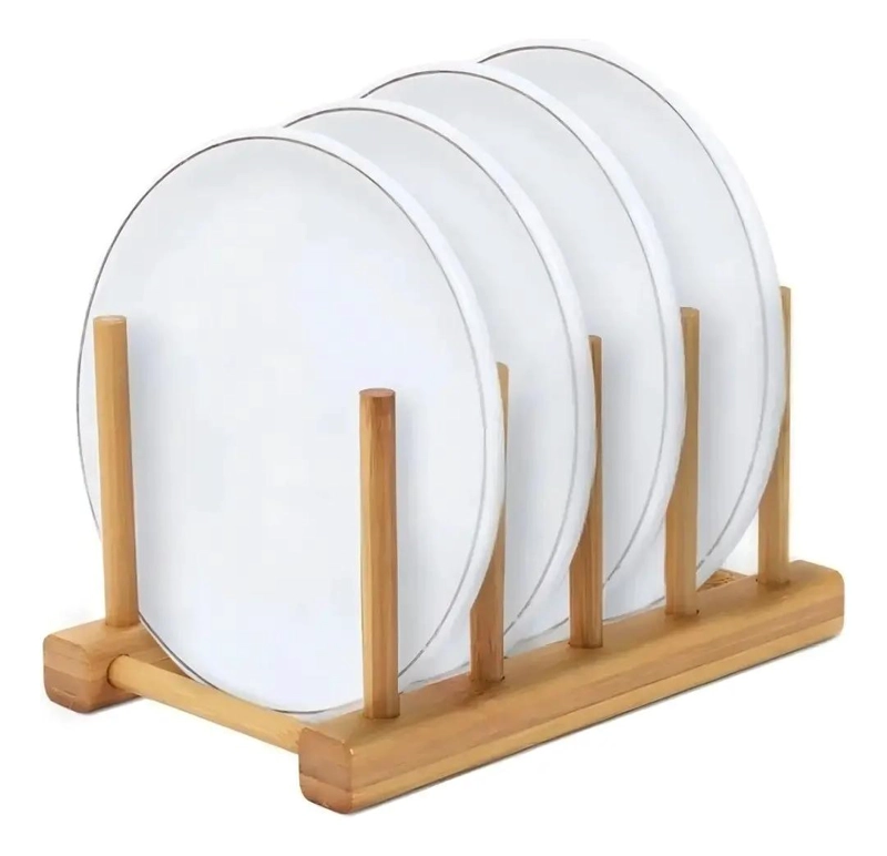 PACK DE 2 ESTANTES DE BAMBU PARA ORGANIZAR PLATOS Y UTENSILIOS - 5
