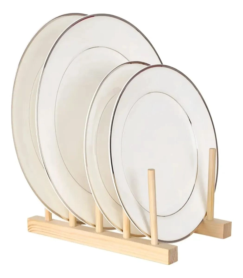 PACK DE 2 ESTANTES DE BAMBU PARA ORGANIZAR PLATOS Y UTENSILIOS - 6