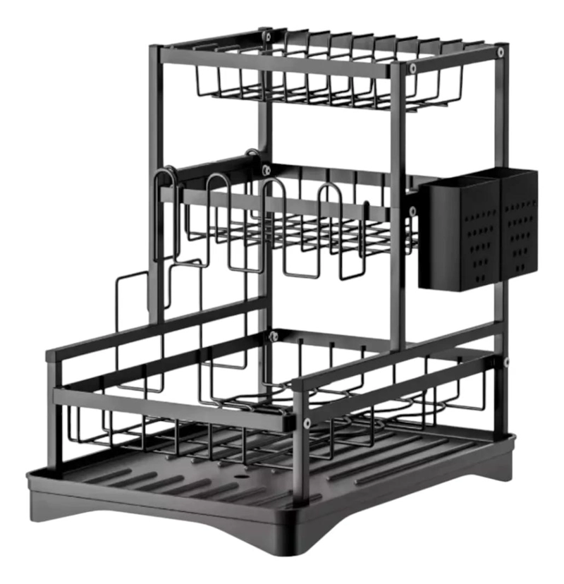 SECADOR Y ORGANIZADOR DE PLATOS DE 2 NIVELES EN COLOR NEGRO - 3