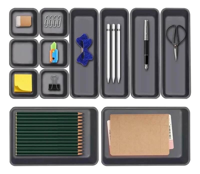 SET DE 12 ORGANIZADORES DE CAJON MULTIUSO PARA OFICINA Y HOGAR - 1