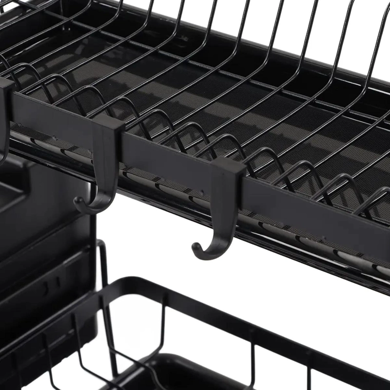 ESCURRIDOR DE PLATOS DE DOS NIVELES PARA COCINA COLOR NEGRO - 4