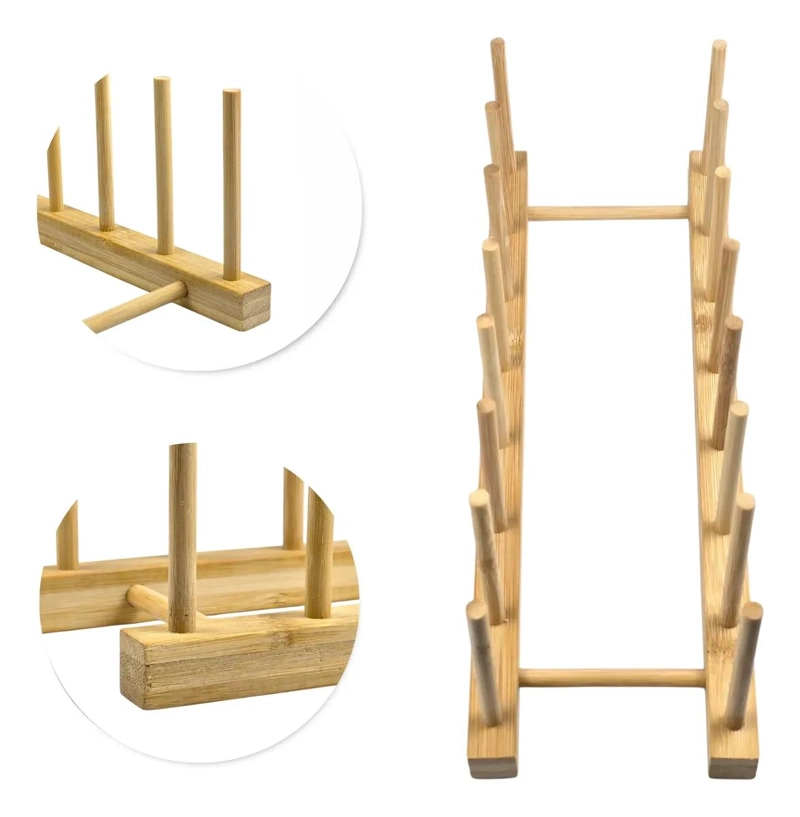 ESCURRIDOR PLEGABLE DE BAMBU PARA PLATOS CON 7 DIVISIONES - 1