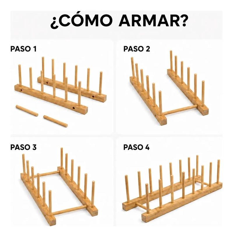 ESCURRIDOR PLEGABLE DE BAMBU PARA PLATOS CON 7 DIVISIONES - 9