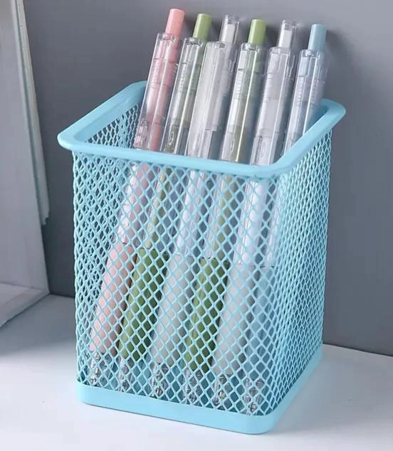 ORGANIZADOR DE ESCRITORIO METALICO COLOR CELESTE - 4