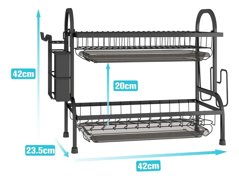 ESCURRIDOR DE PLATOS DE ACERO CON 2 NIVELES PARA COCINA - 7