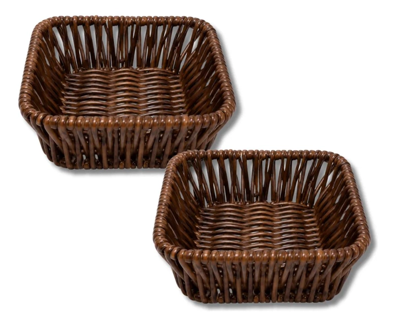 PACK DE 2 CANASTOS ORGANIZADORES DE PLASTICO RATAN 10X10 CM - 1