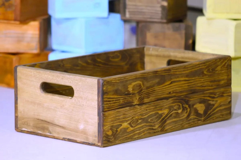 CAJA ORGANIZADORA DE MADERA CON ASAS 40X25X14 CM - 4