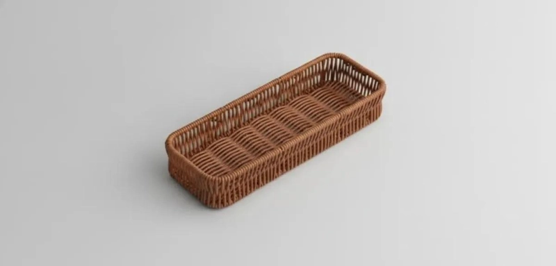 CANASTO ORGANIZADOR RECTANGULAR DE MIMBRE COLOR MARRON OSCURO - 8