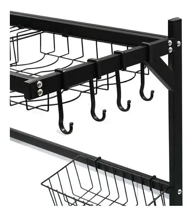 ESCURRIDOR DE PLATOS DE ACERO INOXIDABLE 2 NIVELES NEGRO 85 CM - 3