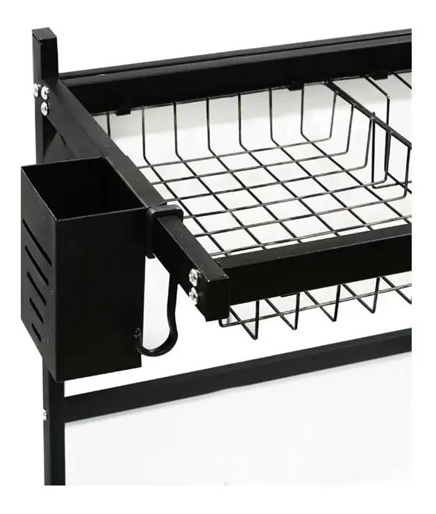ESCURRIDOR DE PLATOS DE ACERO INOXIDABLE 2 NIVELES NEGRO 85 CM - 4