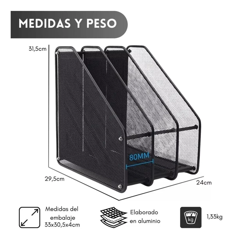 ORGANIZADOR VERTICAL DE ARCHIVOS CON 3 COMPARTIMENTOS - 3