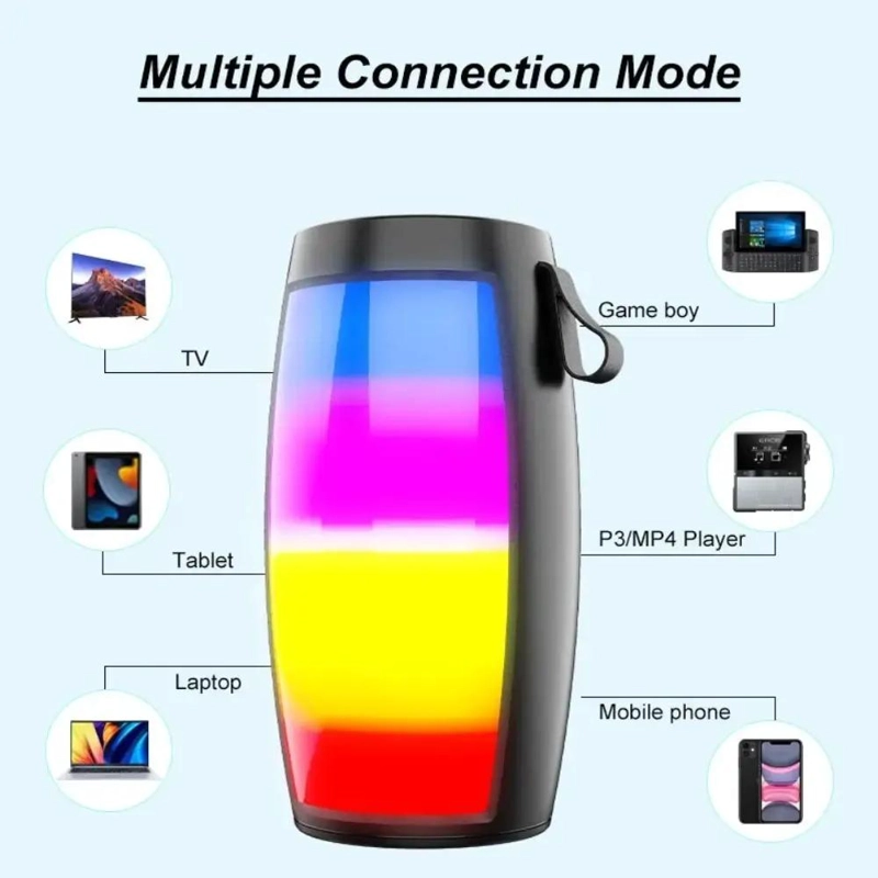 PARLANTE BLUETOOTH PORTATIL CON LUCES LED Y RADIO FM - 2
