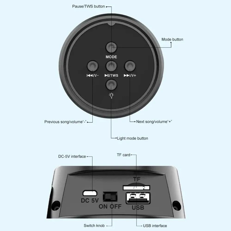PARLANTE BLUETOOTH PORTATIL CON LUCES LED Y RADIO FM - 3