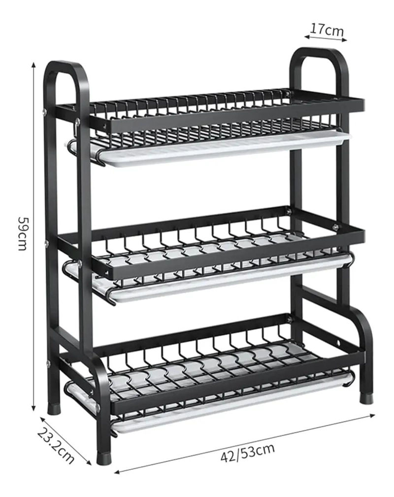 ESCURRIDOR DE PLATOS VERTICAL DE 3 NIVELES PARA COCINA - 2
