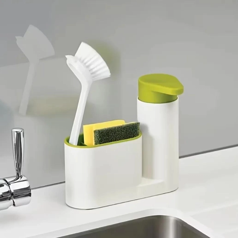 DISPENSADOR Y ESCURRIDOR DE LAVA LOZA PRACTICO Y COMPACTO - 1