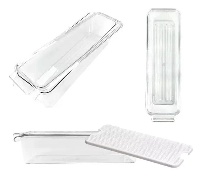 CONTENEDOR APILABLE DE ALIMENTOS ACRILICO CON REJILLA - 2
