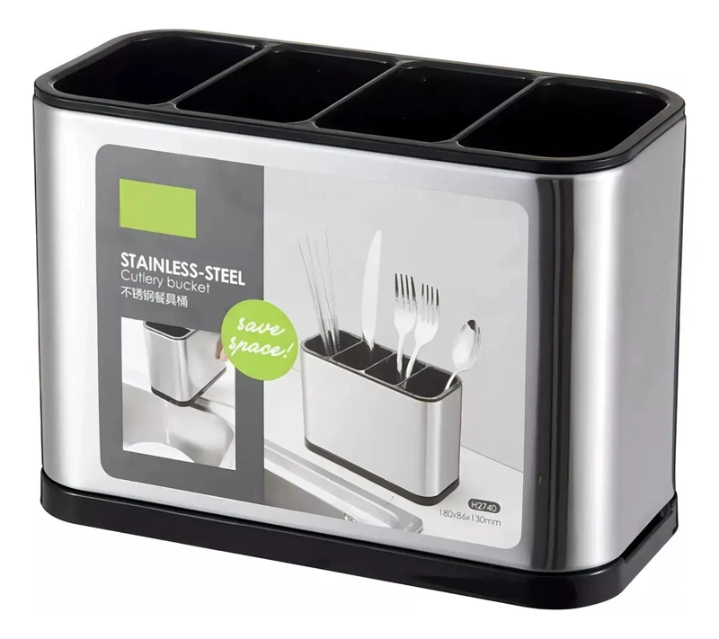 ESCURRIDOR DE CUBIERTOS DE ACERO INOXIDABLE CON 4 COMPARTIMENTOS - 1