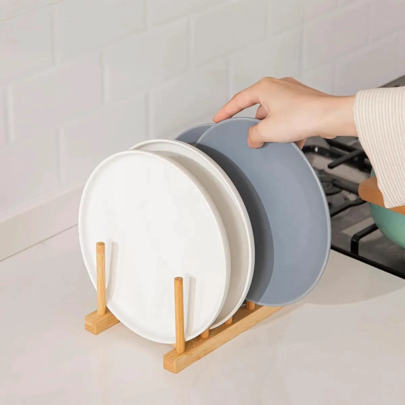 ORGANIZADOR DE COCINA DE BAMBU PARA PLATOS Y TAPAS - 2