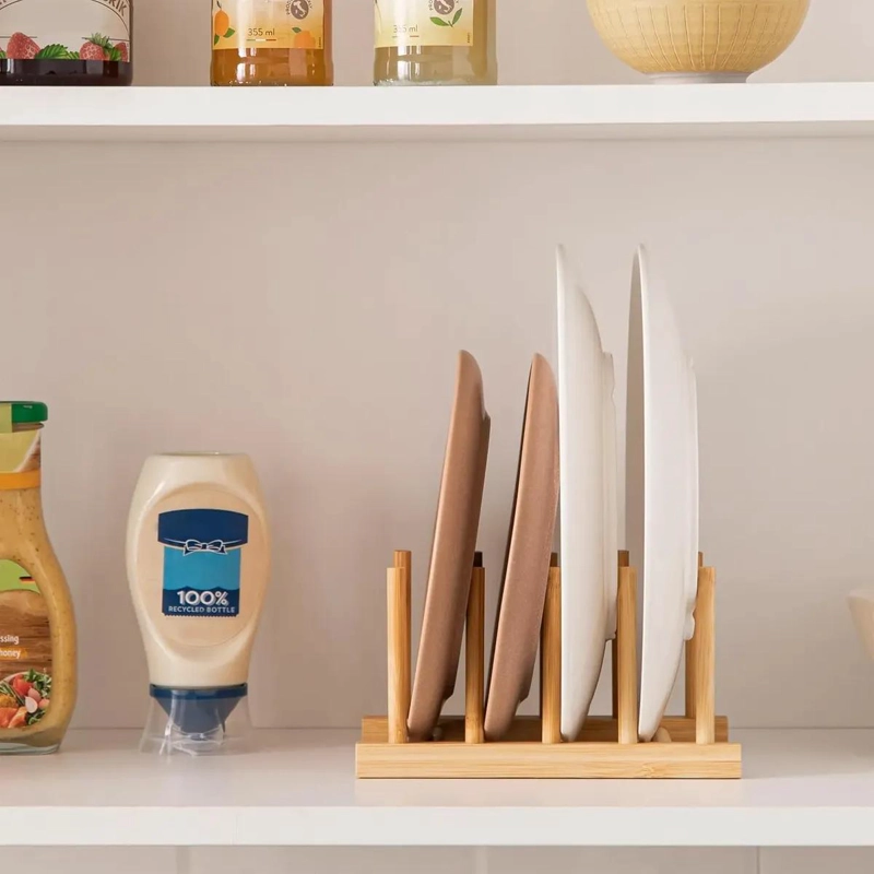 ORGANIZADOR DE COCINA DE BAMBU PARA PLATOS Y TAPAS - 3