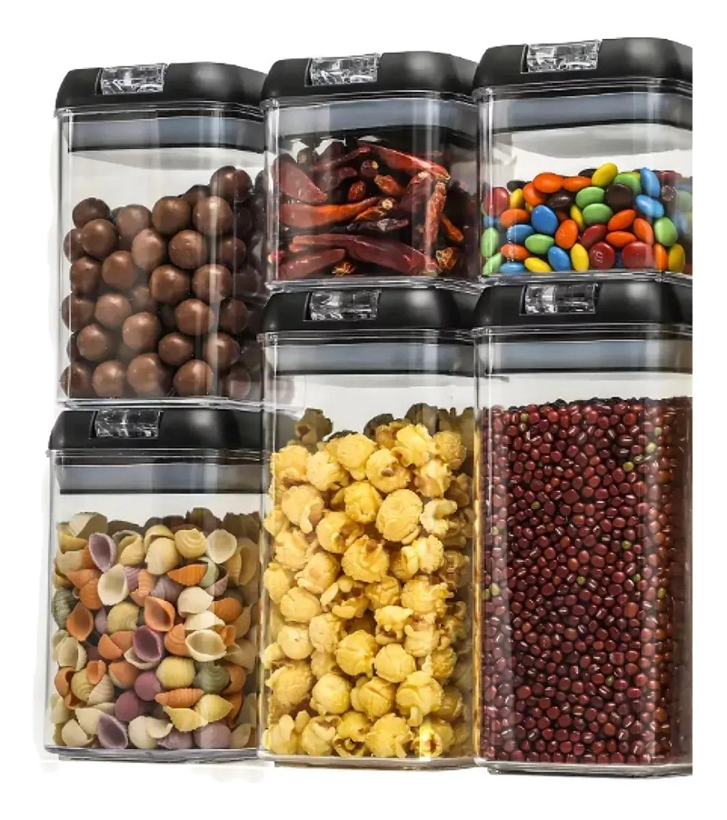 SET DE 6 FRASCOS HERME TICOS PARA ALMACENAMIENTO DE ALIMENTOS - 6