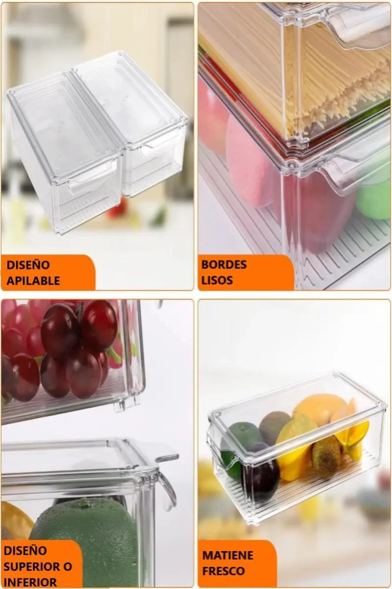 CONTENEDOR ACRILICO ORGANIZADOR PARA REFRIGERADOR 21X30 CM - 4