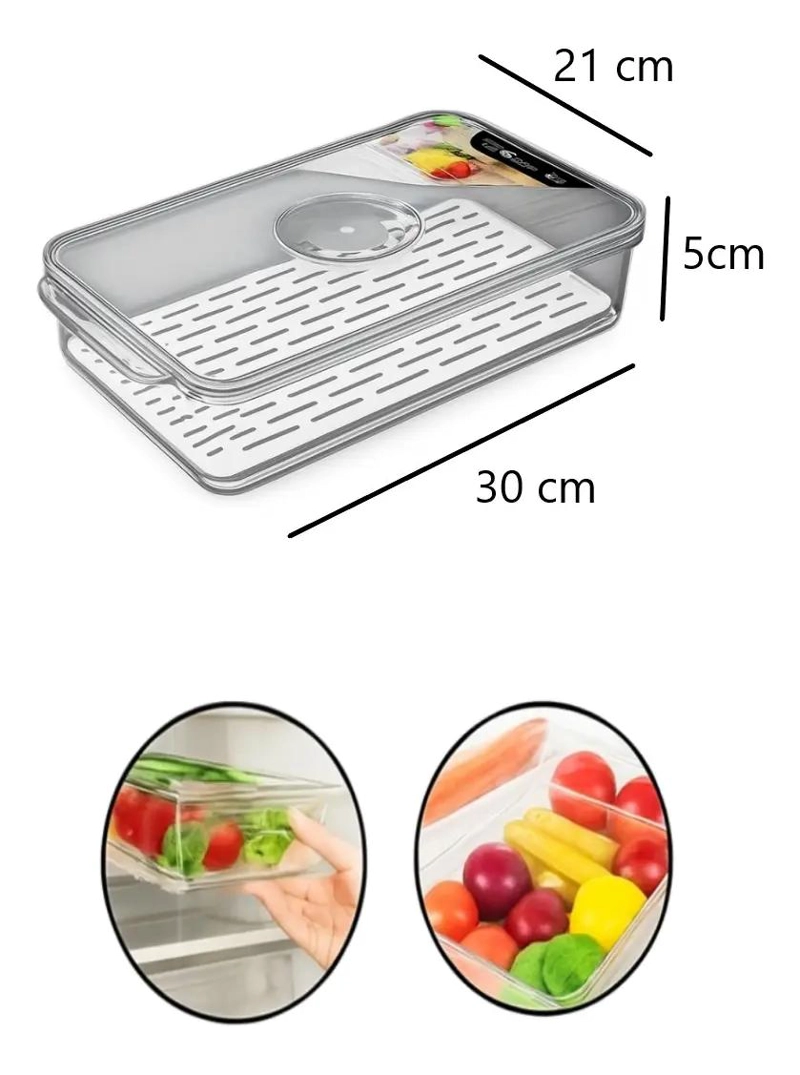 CONTENEDOR ACRILICO ORGANIZADOR PARA REFRIGERADOR 21X30 CM - 6
