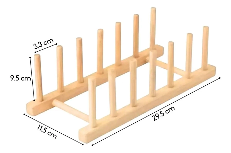 ESCURRIDOR DE PLATOS EN MADERA NATURAL PARA COCINA - 2