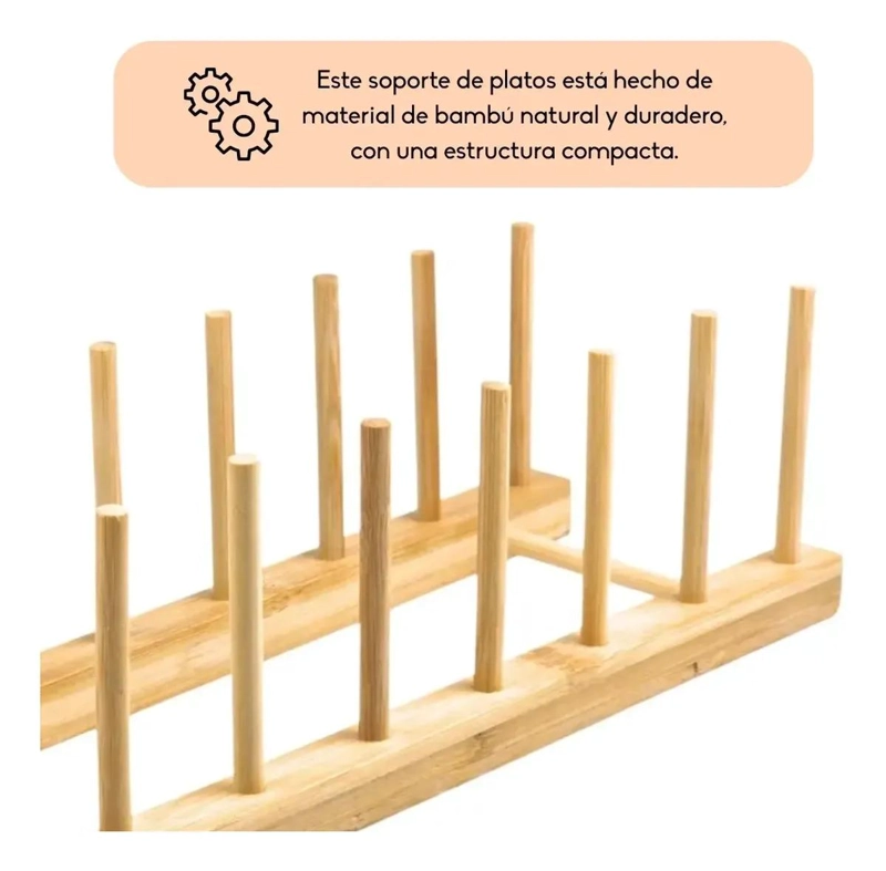 ESCURRIDOR DE PLATOS EN MADERA NATURAL PARA COCINA - 3