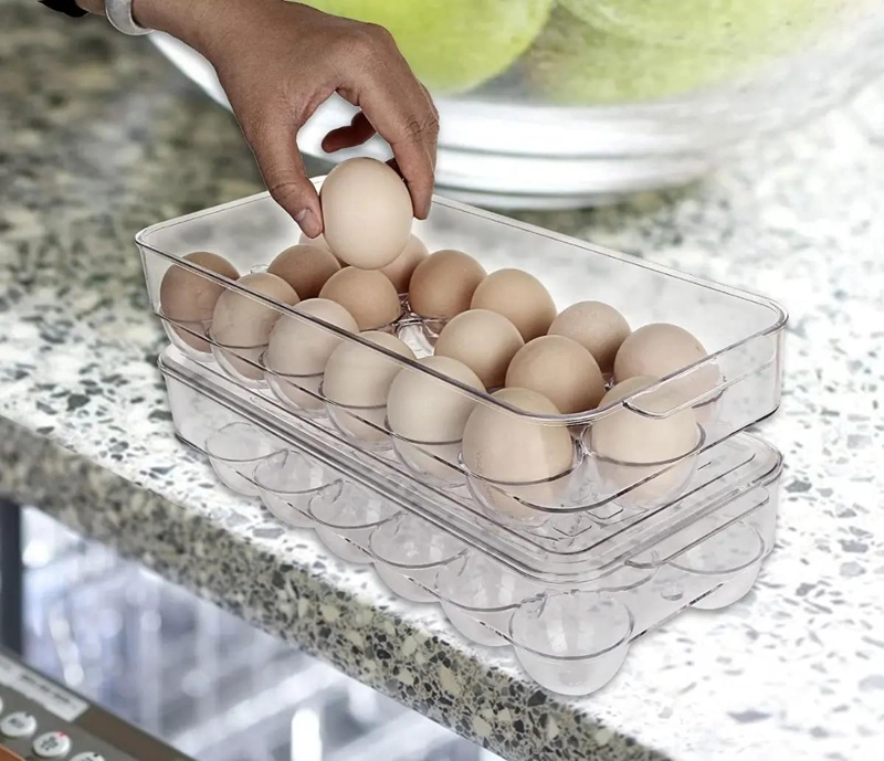 ORGANIZADOR TRANSPARENTE PARA 18 HUEVOS CON TAPA - 2