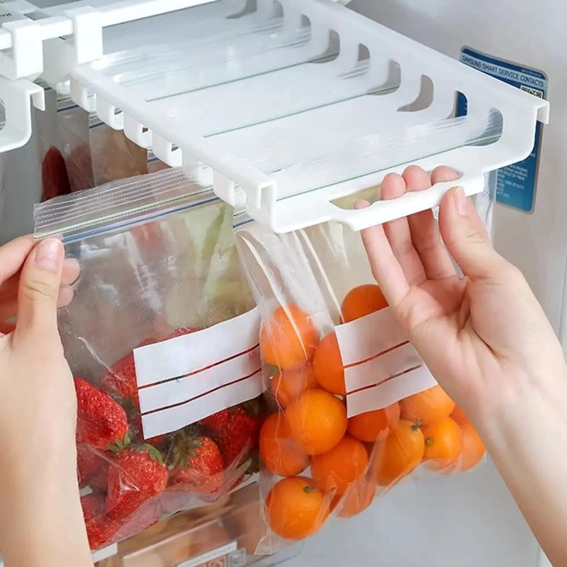 ORGANIZADOR DE BOLSAS PARA REFRIGERADOR CON RIELES Y 10 BOLSAS ZIP - 2